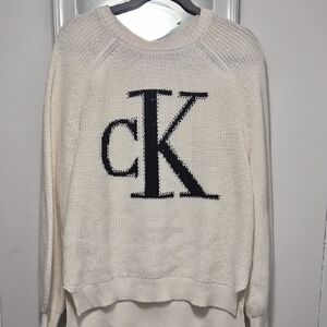 Calvin Klein Women's White Sweater with Logo